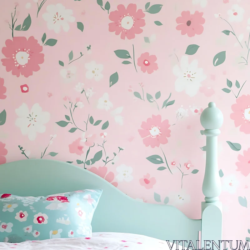 Pastel Floral Pattern in Bedroom