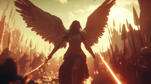 Winged Warrior in Golden Light