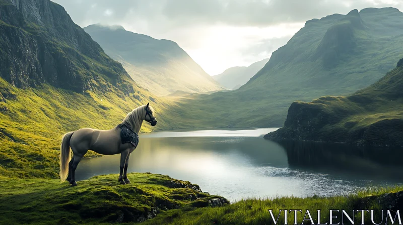 Majestic Horse in Mountain Landscape