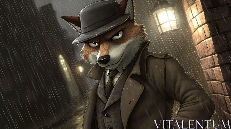 Anthropomorphic Fox in Trench Coat AI Image