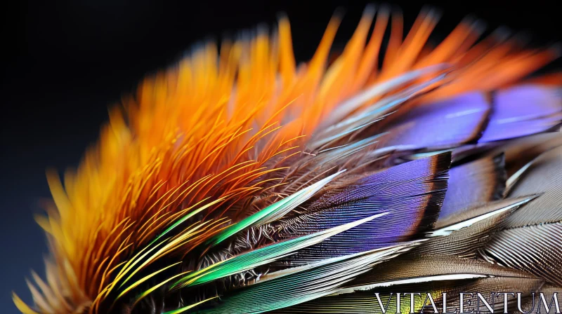 Exquisite Close-Up of Multicolored Bird Feathers AI Image