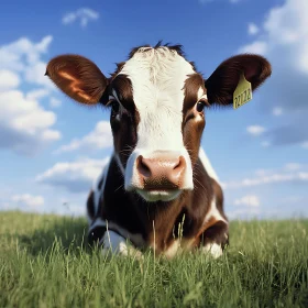Cow Portrait in Serene Pasture