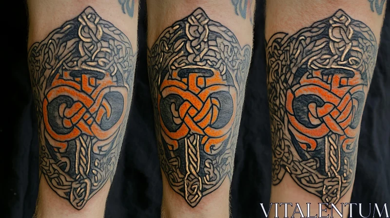 Celtic Knotwork Tattoo with Sword Motif