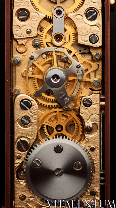 Gold Mechanical Clock: A Surrealistic Take on Machine Aesthetics AI Image