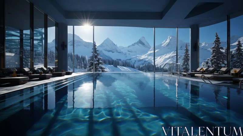 Snowy Infinity Pool with Mountain View | Rich and Immersive Ambiance AI Image