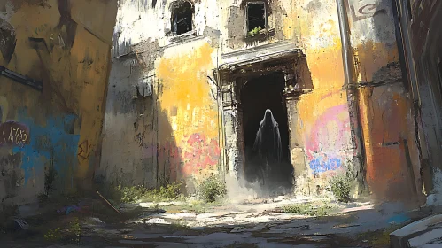 Urban Specter: A Ghostly Encounter in Ruins