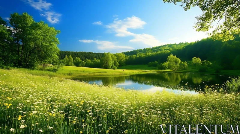 AI ART Idyllic Lakeside Meadow