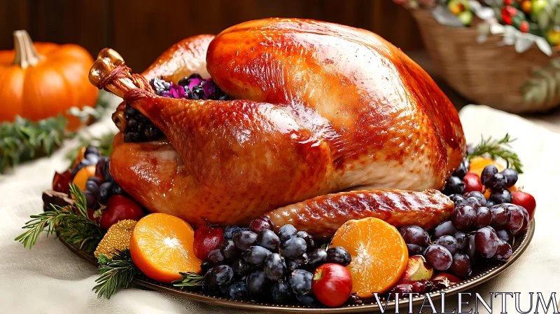 Roasted Turkey with Grapes and Oranges AI Image