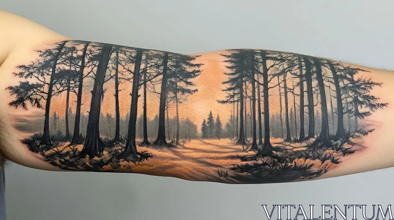 AI ART Nature-Inspired Sunset Tattoo