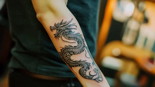 Dragon Tattoo Art: Black Ink Forearm Design