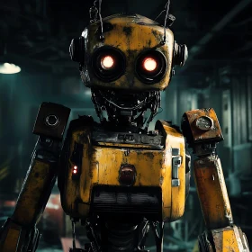 Retro Yellow Android in Workshop