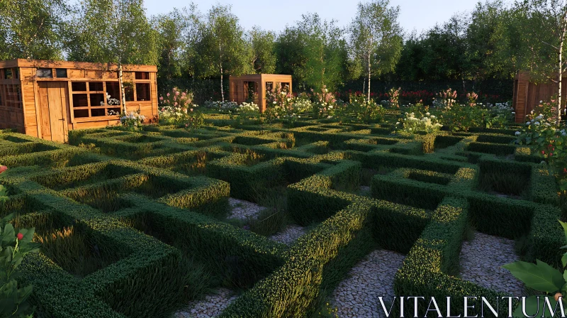 Green Maze in the Garden AI Image