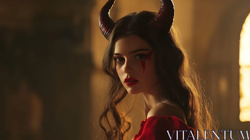 AI ART Portrait of a Devilish Woman with Horns