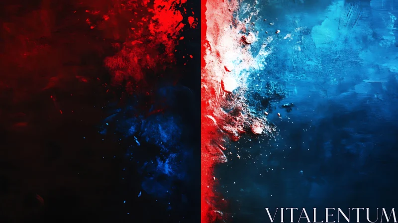 Contrast of Red and Blue in Abstract Painting AI Image