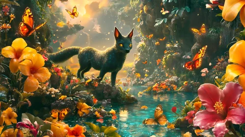Fox among Butterflies and Flowers