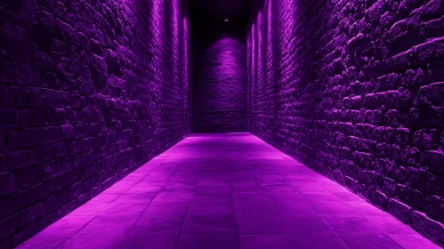 Illuminated Purple Brick Hallway