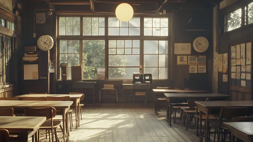 Old School Interior with Sunlight