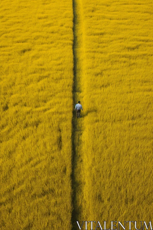 AI ART Path Through Yellow Field