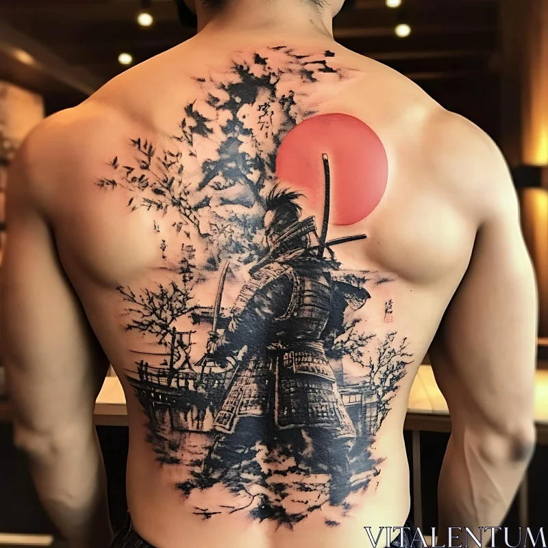 Traditional Japanese Samurai Ink Art AI Image