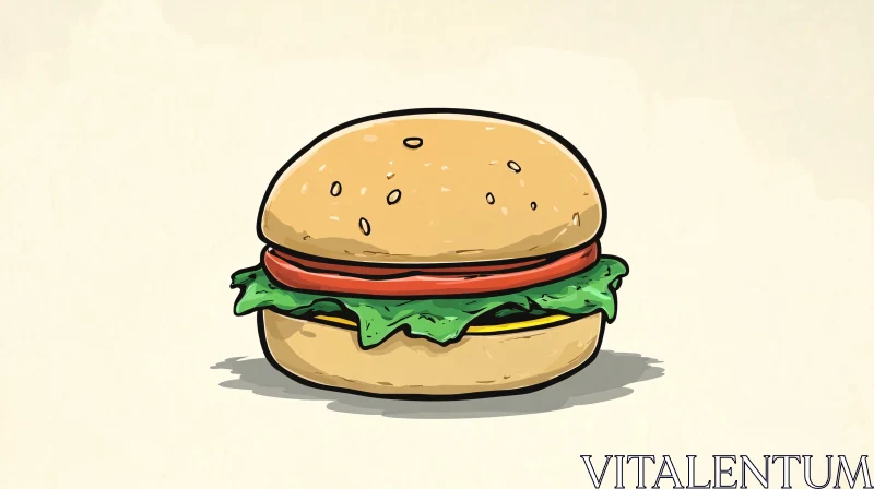 Whimsical Hamburger Drawing AI Image