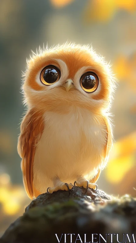 AI ART Cute Owl with Big Eyes