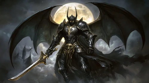 Dark Knight with Wings and Sword