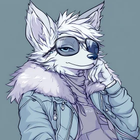 Stylish Anthropomorphic Wolf in Jacket