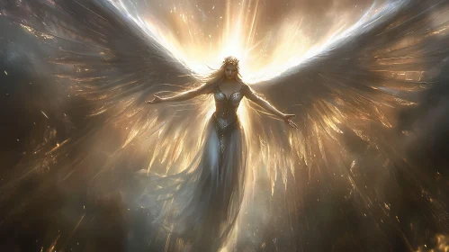 Ethereal Angel with Wings of Light