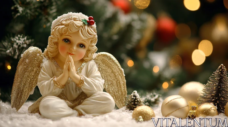 AI ART Holiday Angel in Winter Snow Scene