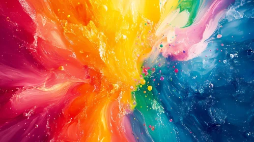 Rainbow Paint Splash Abstract Design