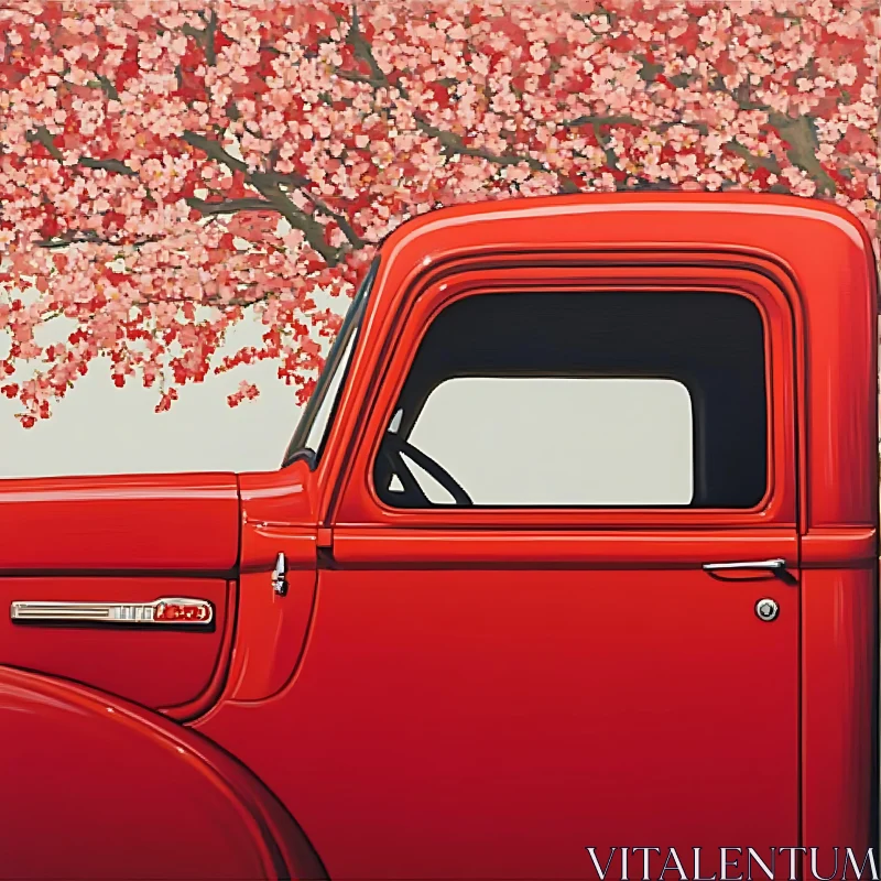 AI ART Classic Truck with Floral Backdrop