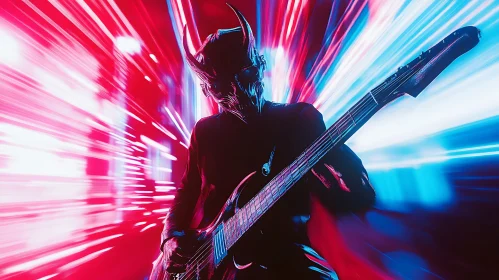 Horned Guitarist in Light Streams