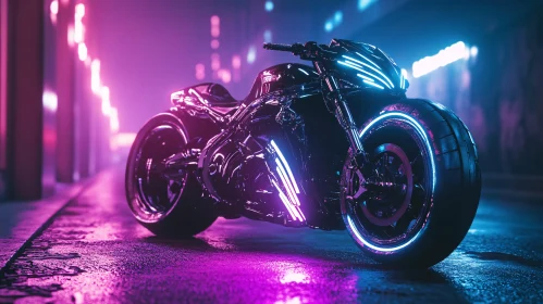 Futuristic Motorcycle with Neon Lights
