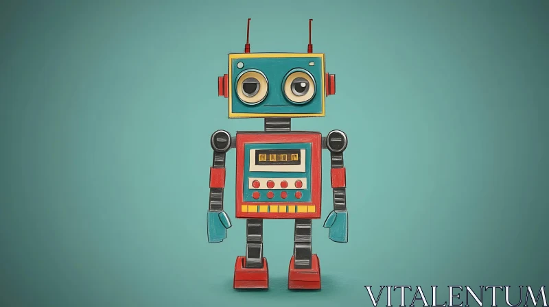 Cartoon Style Robot Nostalgic Design AI Image