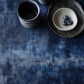 Minimalist Blueberry and Ceramic Composition