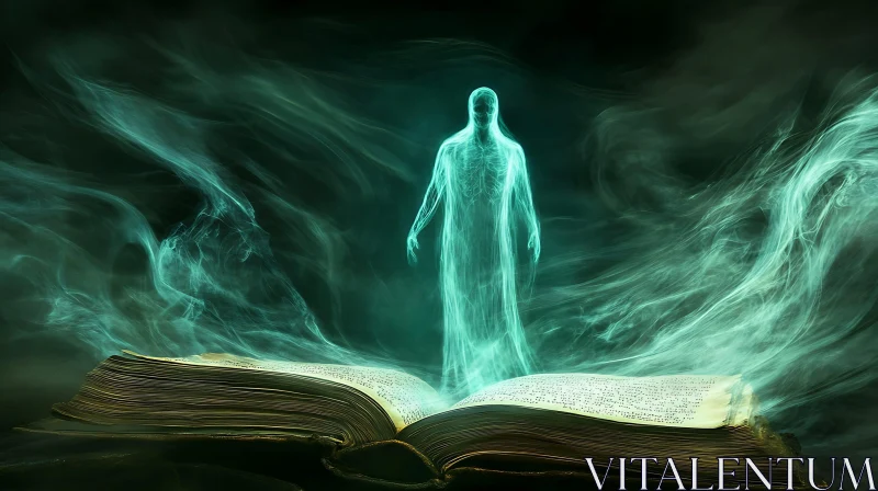 AI ART Mystical Figure Rising from Open Tome