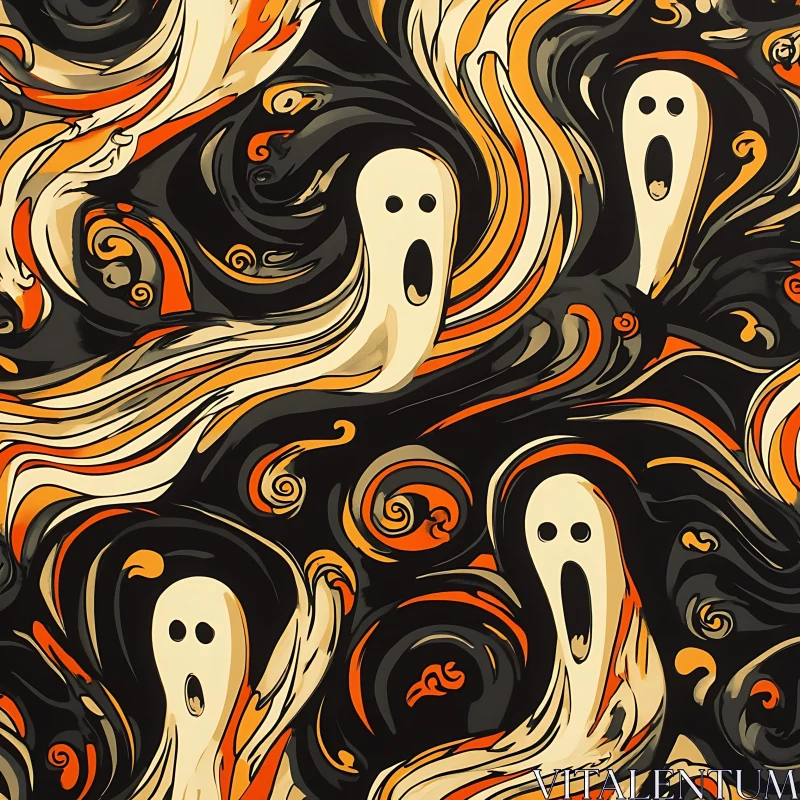 Ghostly Swirls: A Halloween Art Piece AI Image