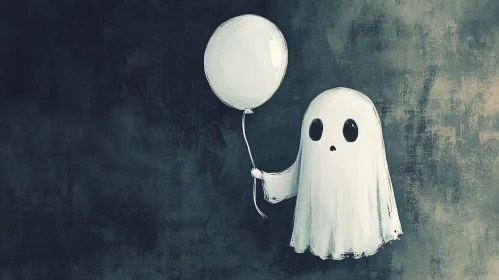 Ethereal Ghost and Balloon Illustration