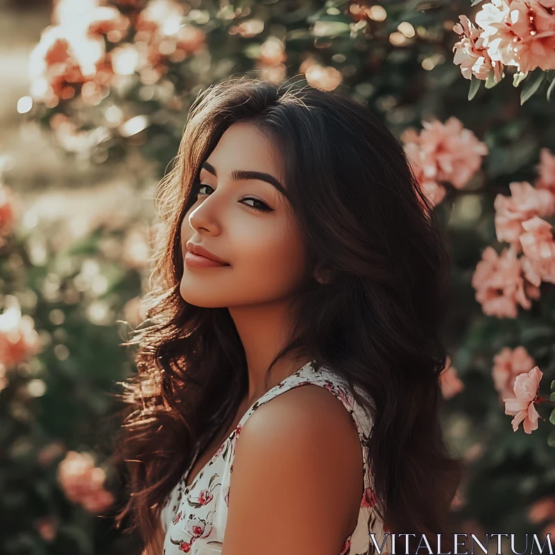 Serene Portrait of Woman in Garden AI Image