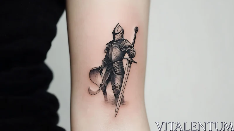 Medieval Knight Tattoo with Sword AI Image