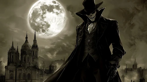 Moonlit Specter Over Gothic City