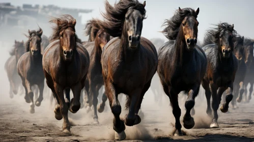 Stampede of Raw Power: A Captivating Image of Horses in Motion