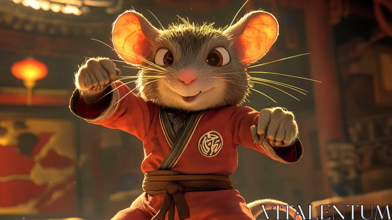 AI ART Cartoon Mouse Ready for Kung Fu Action