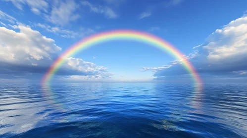 Colorful Rainbow Over Calm Sea