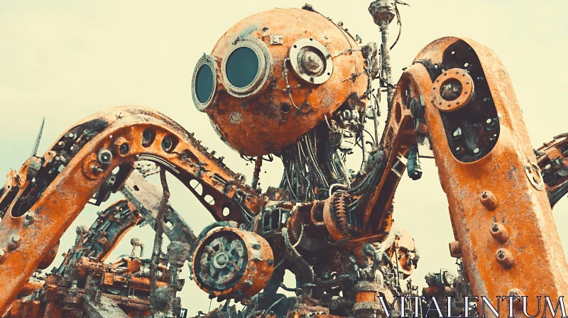 AI ART Steampunk Robot Rusty