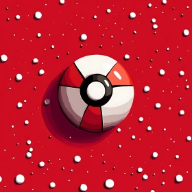 Stylized Ball on Red Canvas