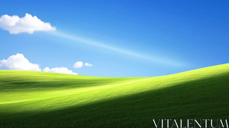 Peaceful Green Field Landscape AI Image