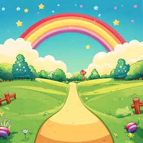 Rainbow Cartoon Field