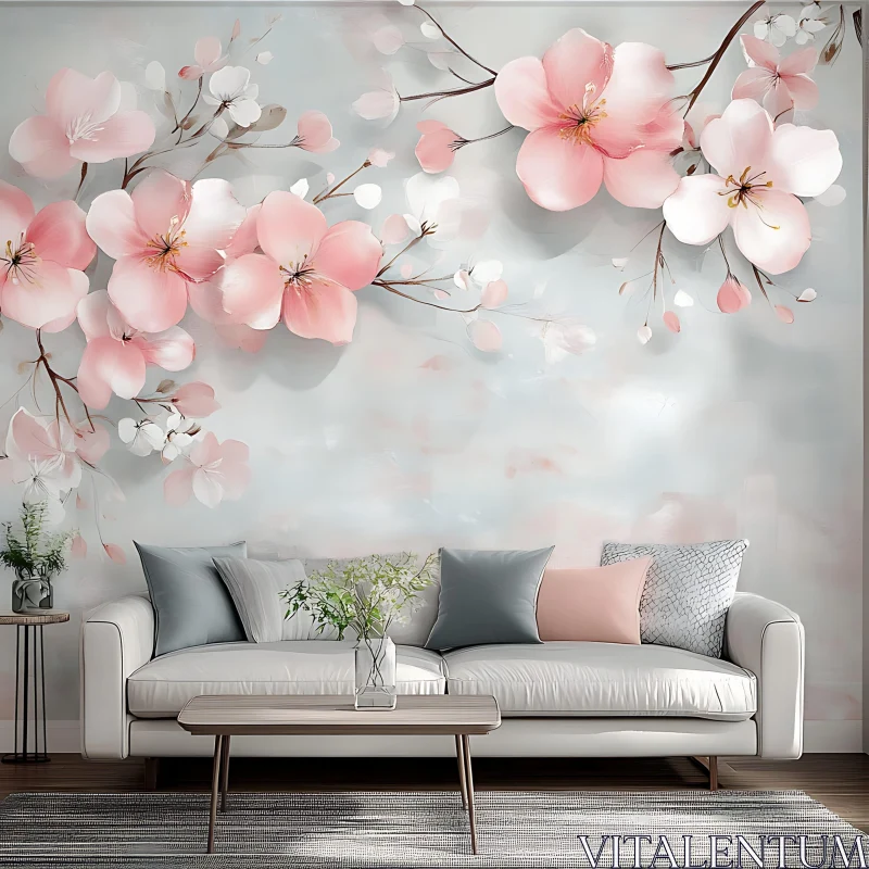 Pink Blossom Interior Design Serenity AI Image