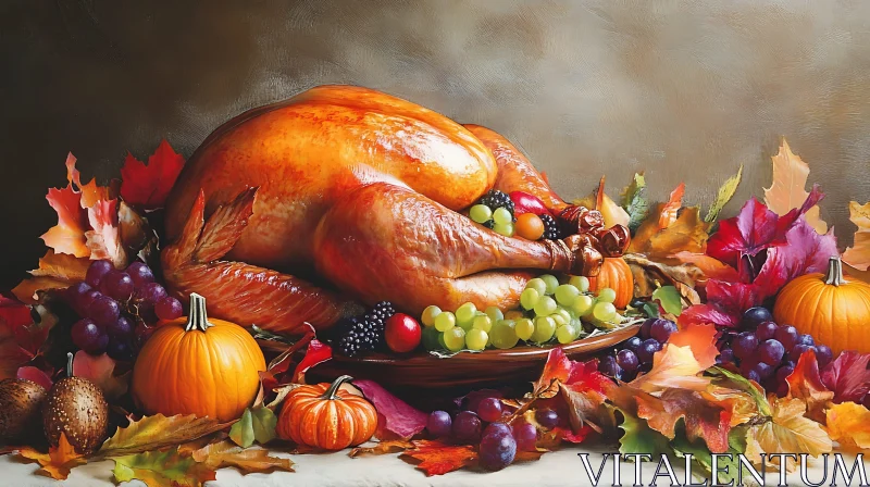 Autumn Harvest Feast: A Thanksgiving Still Life AI Image